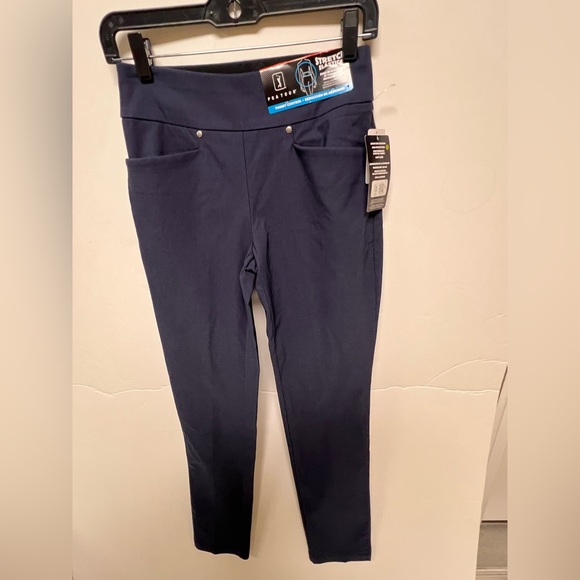 PGA TOUR LADIES NAVY SLACKS SIZE XS WITH BUILT-IN TUMMY CONTROL-INSTANTLY SLIMS